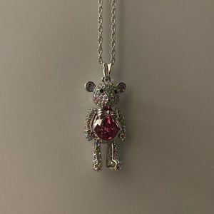 Rhinestone teddy bear necklace